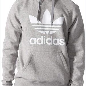 Adidas Men's Gray Hoodie with White Logo